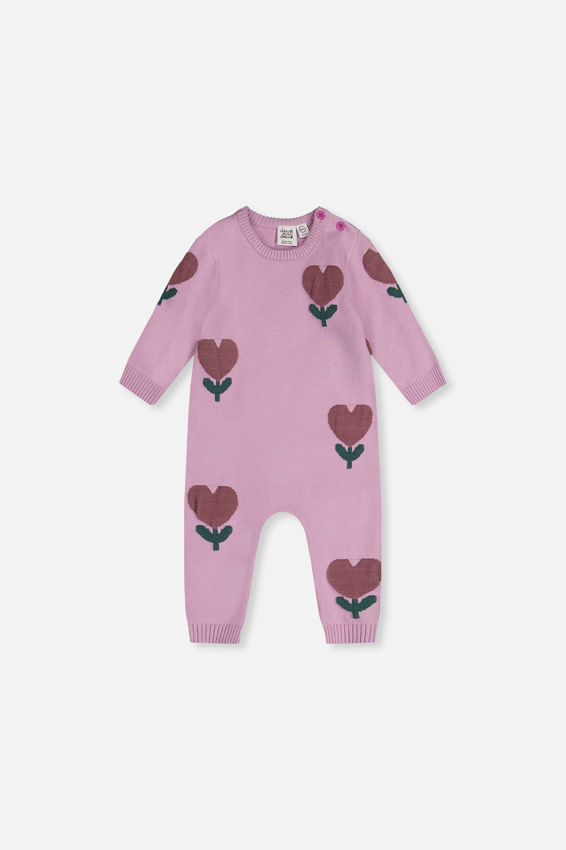 Knitted Intarsia Romper Lilac