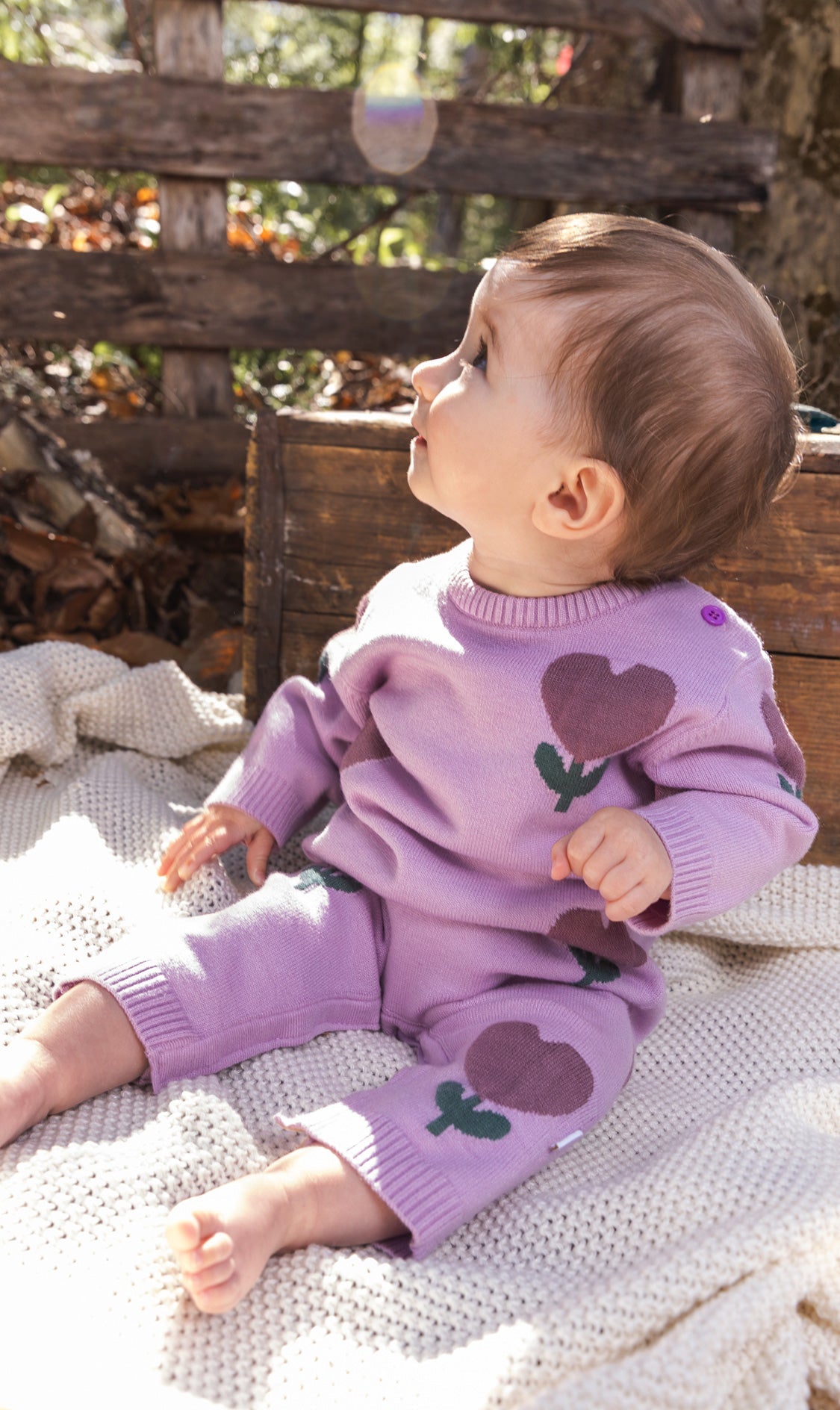 Knitted Intarsia Romper Lilac