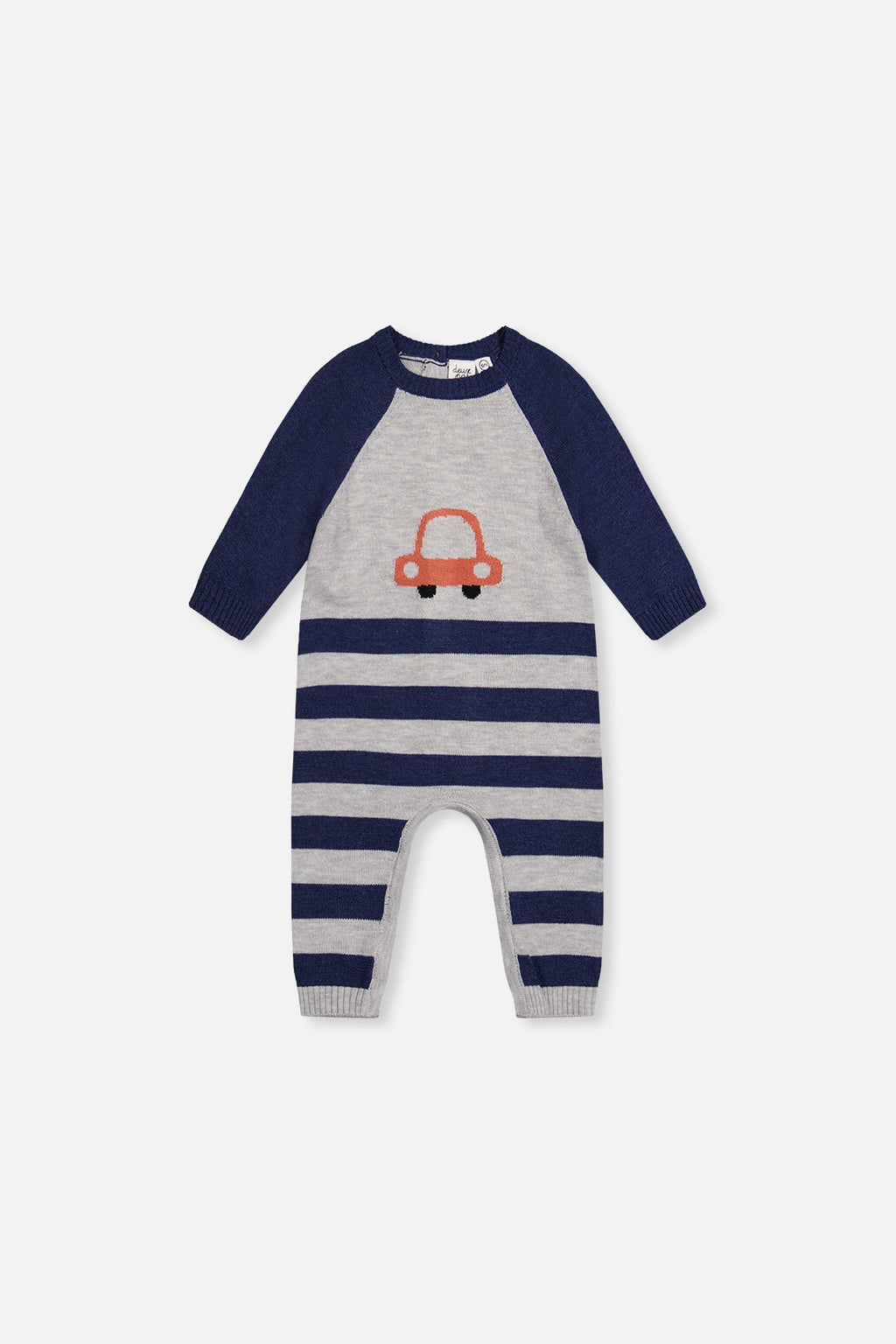 Knitted Intarsia Romper Blue And Orange