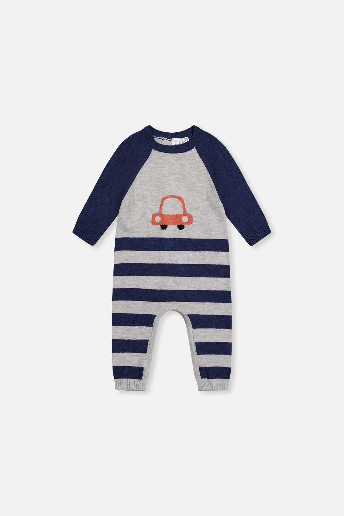 Knitted Intarsia Romper Blue And Orange
