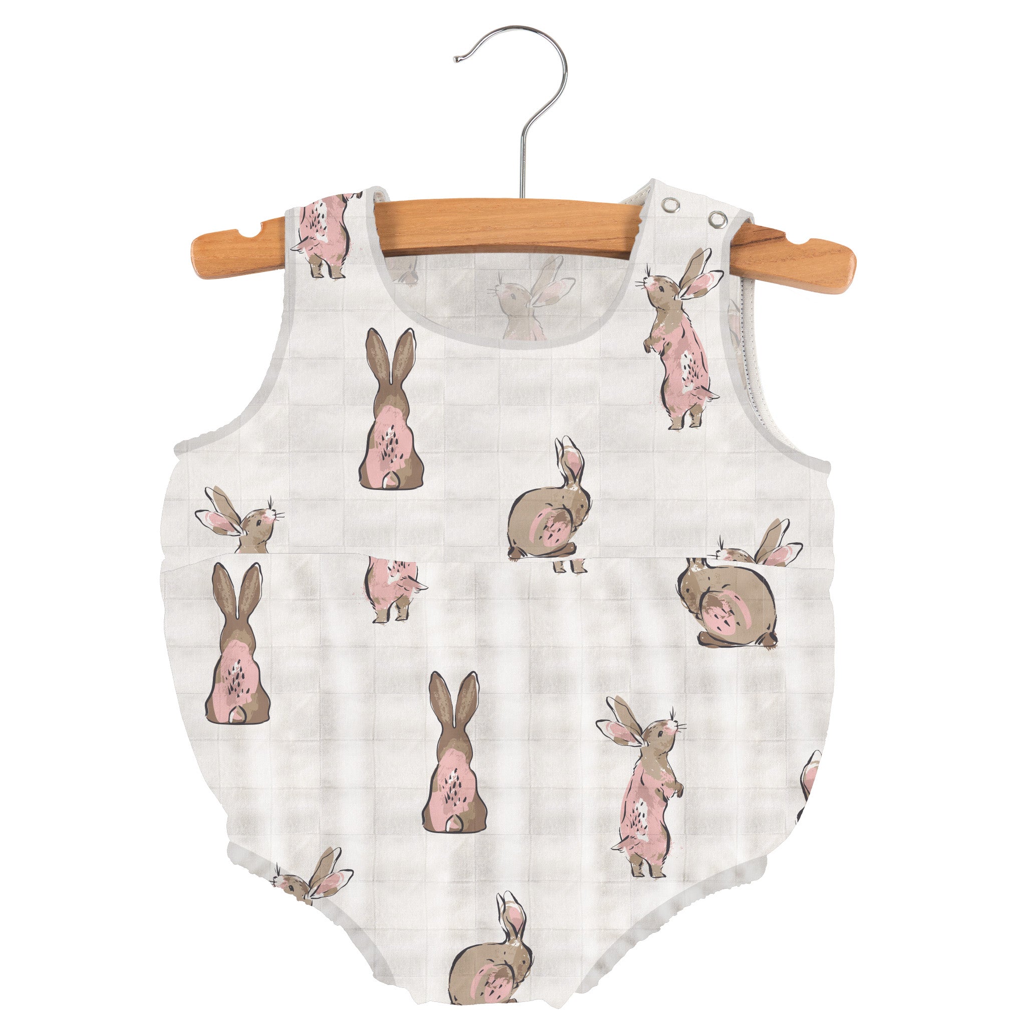 Powder Pink Bunny Bamboo Romper